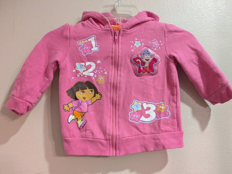 Vintage 2008 Nickelodeon Dora the Explorer Boots Pink Hoodie 3T Light Up~W3