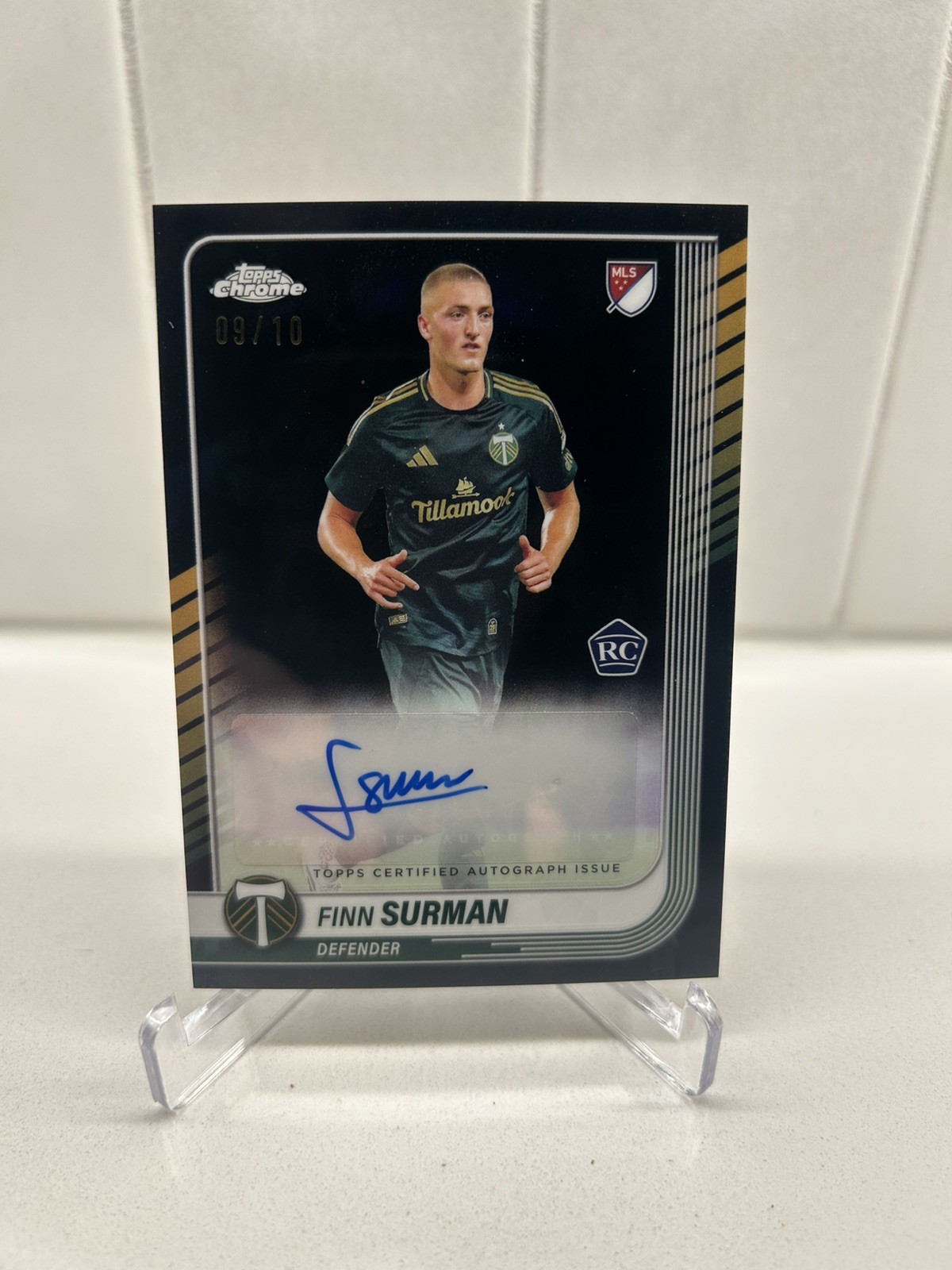 2025 Topps Chrome MLS Sapphire Finn Surman RC Black Auto /10 #CA-FS Timbers view 1