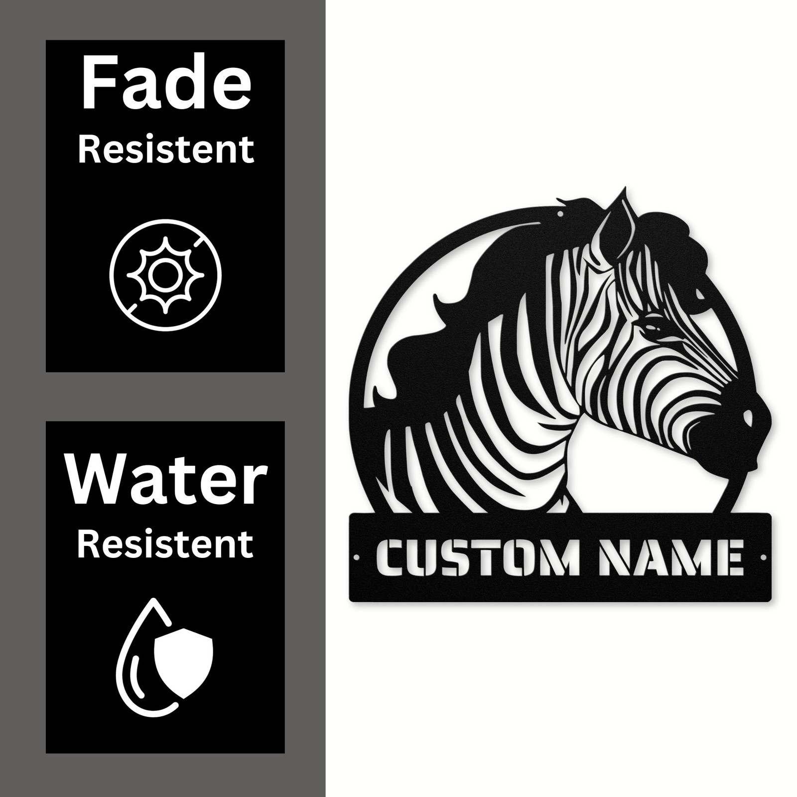 Personalized Zebra Head Metal Sign Custom Wild Animal Decor for Home Office Gift