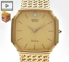 Vintage 1989 [NEAR MINT] SEIKO Dolce 7731-5000 Diamond Gold Men's Quartz Watch