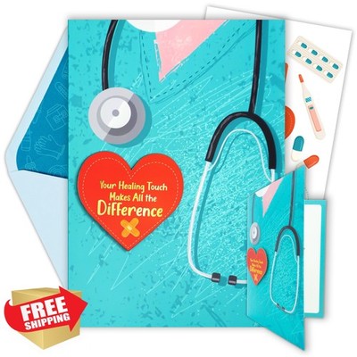 Decorably Gold Nurse Appreciation Card 5x8in Handmade Heart Cutout