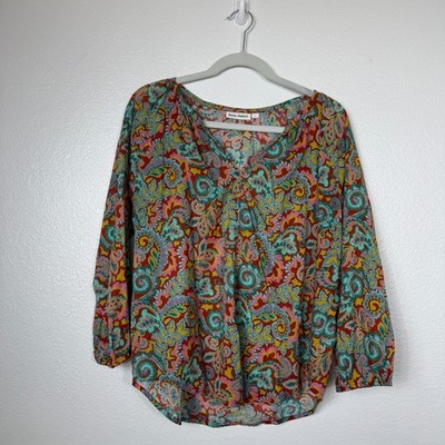 Roberta Roller Rabbit Lucy Top Womens Medium L Paisley Colorful Boho Festival