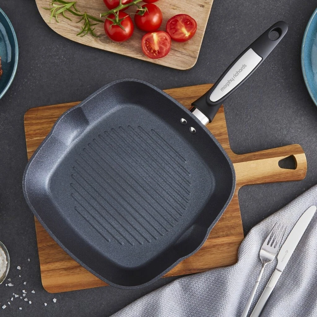 Sartén para plancha Morphy Richards 26 cm cuadrada de aluminio forjado negra