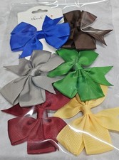 Multicolor Grosgrain Ribbon Hair Bows Set of 6