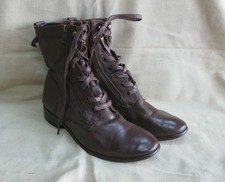 Deena & Ozzy brown leather lace up vintage style boots size 7 / 40