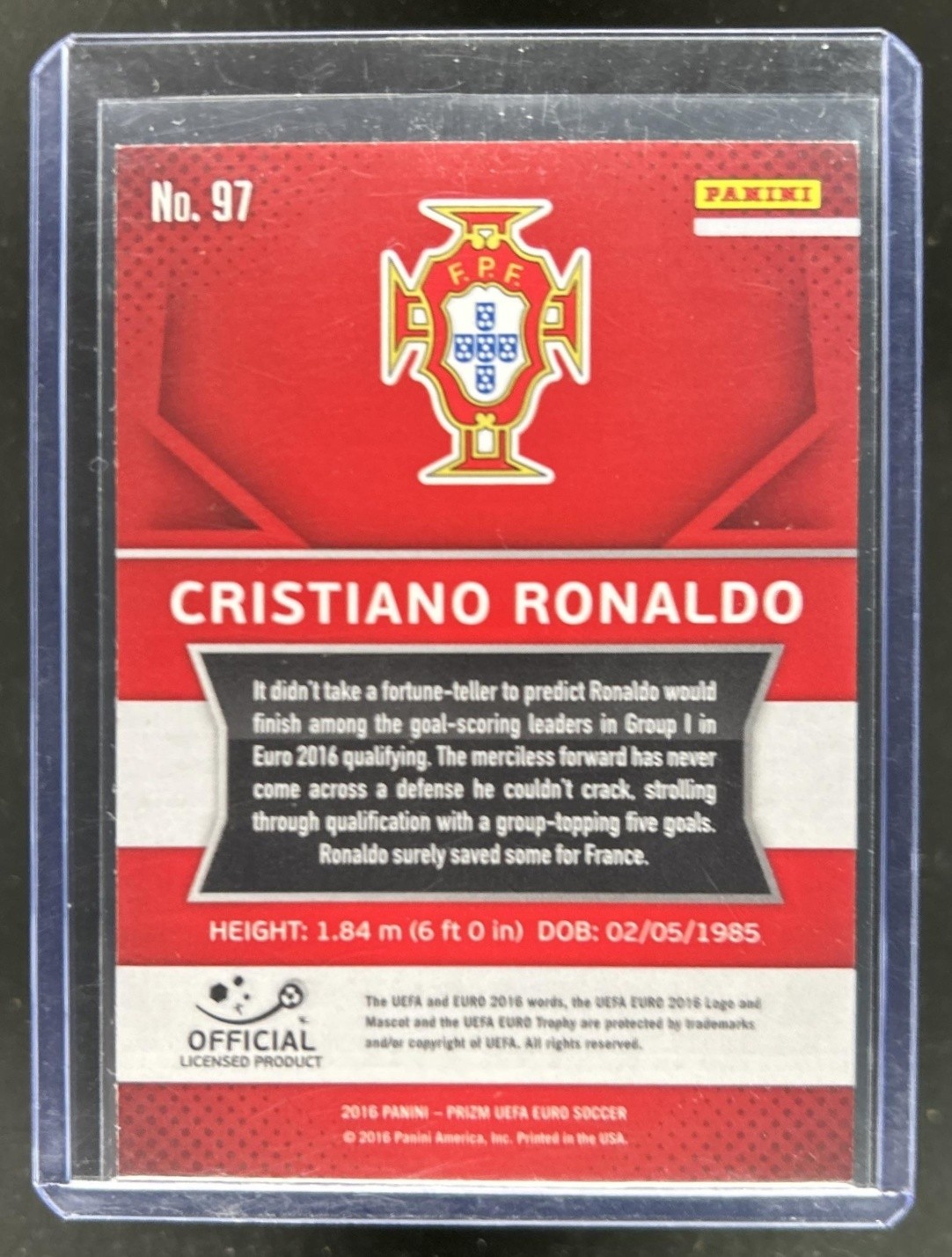 2016 Panini Prizm UEFA Euro Cristiano Ronaldo #97 Portugal view 2