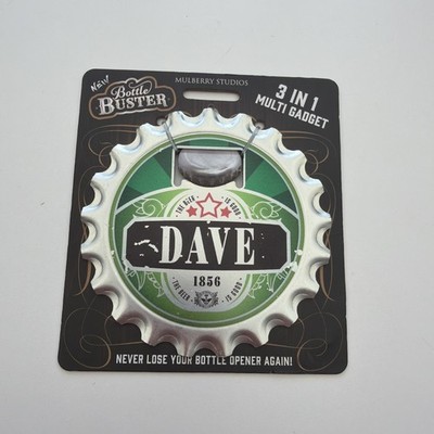 DAVE männliches Geschenk 3 in 1 Untersetzer Flasche Buster Öffner Magnet personalisiert
