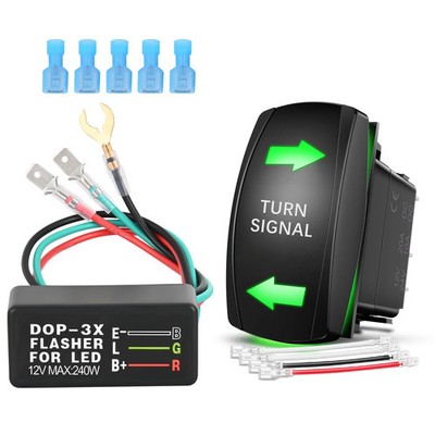 Nilight Turn Signal Switch with Flasher Relay Kit Green w/Flasher
