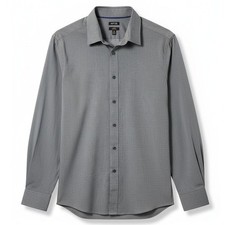 Gray Stretch Slim Fit Long Sleeve Button Down Dress Shirt Medium