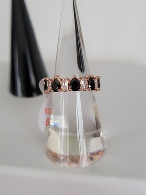 Bom Party OG Size 6 ''A Dazzling Glow'' BORG, Black & Clear CZ, Rose Gold Plating