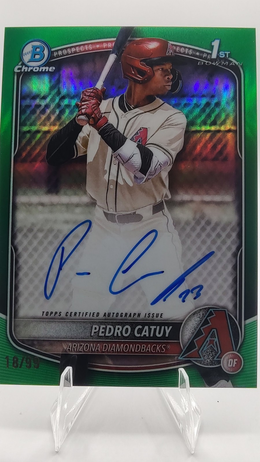 2025 Bowman Chrome PEDRO CATUY 1st RC Green Refractor AUTO /99 Diamondbacks