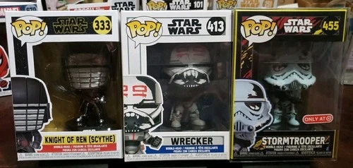 Lot Of 3 Funko POP! Star Wars Stormtrooper #455 Wrecker #413, Knight Of Ren #333