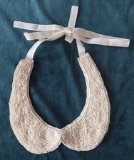 Vintage Removable Collar White Satin And Glass Beads 1950s