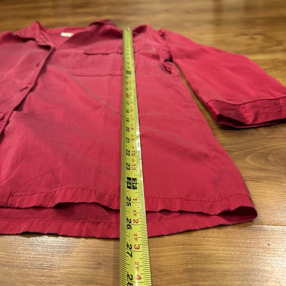 Vtg Victorias Secret Gold Label Red Silk Long Pajama Sleep Shirt Sz Small - Image 4 of 4