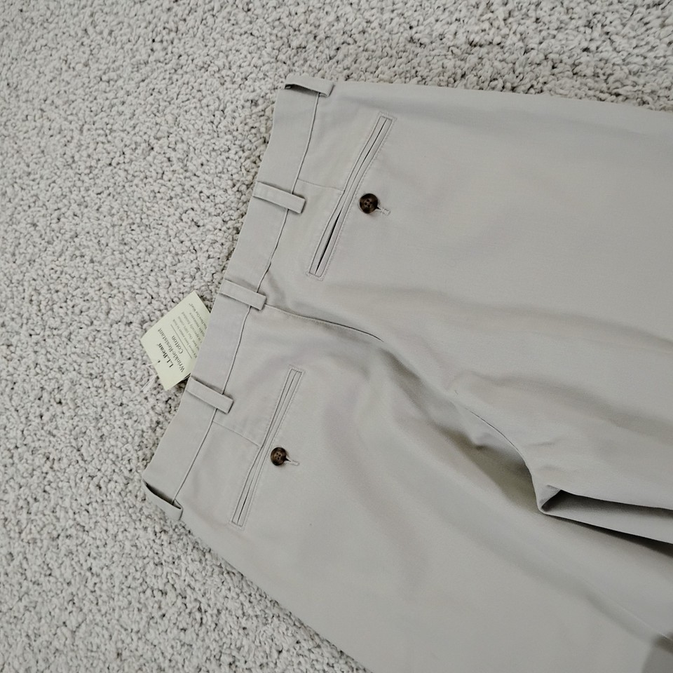vintage-l-l-bean-pants-mens-31x29-beige-pleated-preppy-trousers
