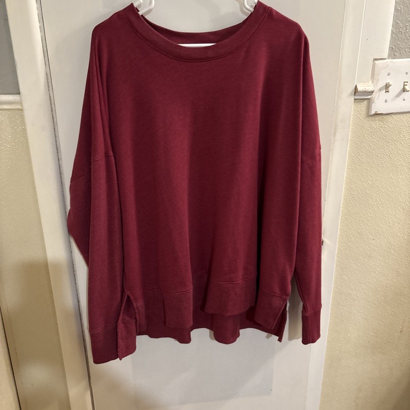 Time And Tru Crewneck Burgundy Sweatshirt Size XXL With Side Slits