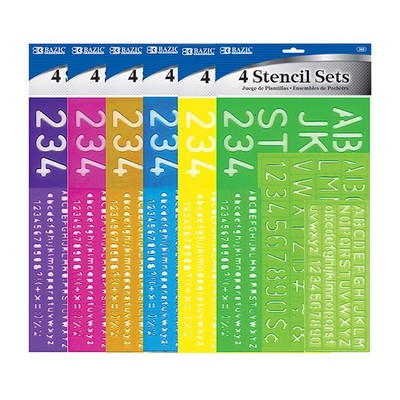 BAZIC PRODUCTS Letter Stencil Sets Sizes 8 10 20 30 mm Letters Number 30