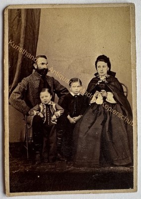 orig. CDV Photo Photography Picture Old Circa 1860 Family Father Mother Children