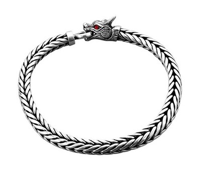 kuzzoi 925 Sterling Silver Round Byzantine Bracelet for Men with Dragon Head ...