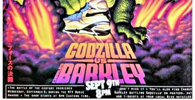 CHARLES BARKLEY💥VS GODZILLA💥 OLD SCHOOL 8.5x11 ULTRA GLOSSY