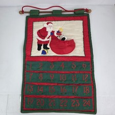 Embroidered 3D Advent Christmas Countdown Calendar Santa and Dog 21&rdquo; x 14&rdquo;