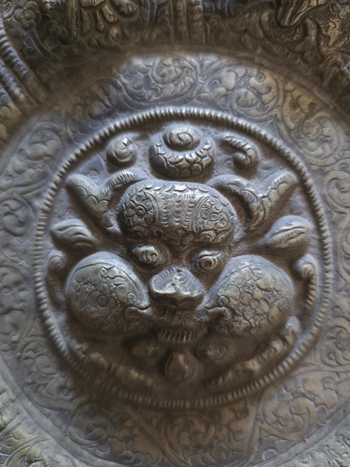 Antique Tibetan Copper & Brass Wall Charger Hanger Gau  - Image 3 of 4