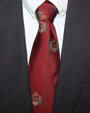 Vintage Polo Ralph Lauren Heraldic Red Silk Tie.