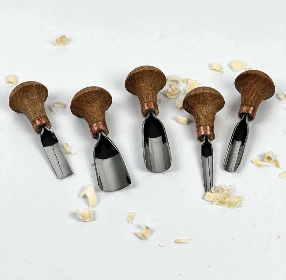 Handmade Palm Carving Gouge Set (5 Pieces) | High Carbon Steel - Image 3 of 4