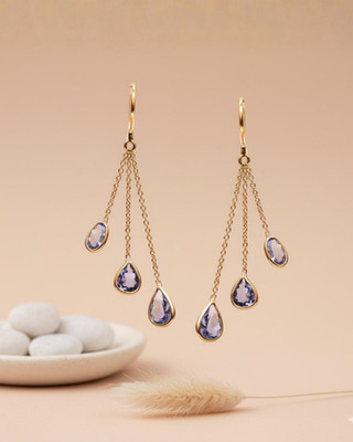 Natural Tanzanite Drop Earrings 10K 14K Gold December Birthstone Jewelry for Her