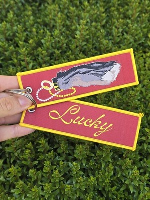 Lucky Rabbit's Foot Woven Jet Tag