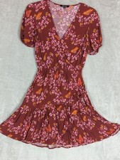 MADEWELL Ruffle Wrap Dress In Windowbox Floral and Butterfly Print Sz. 0 purple