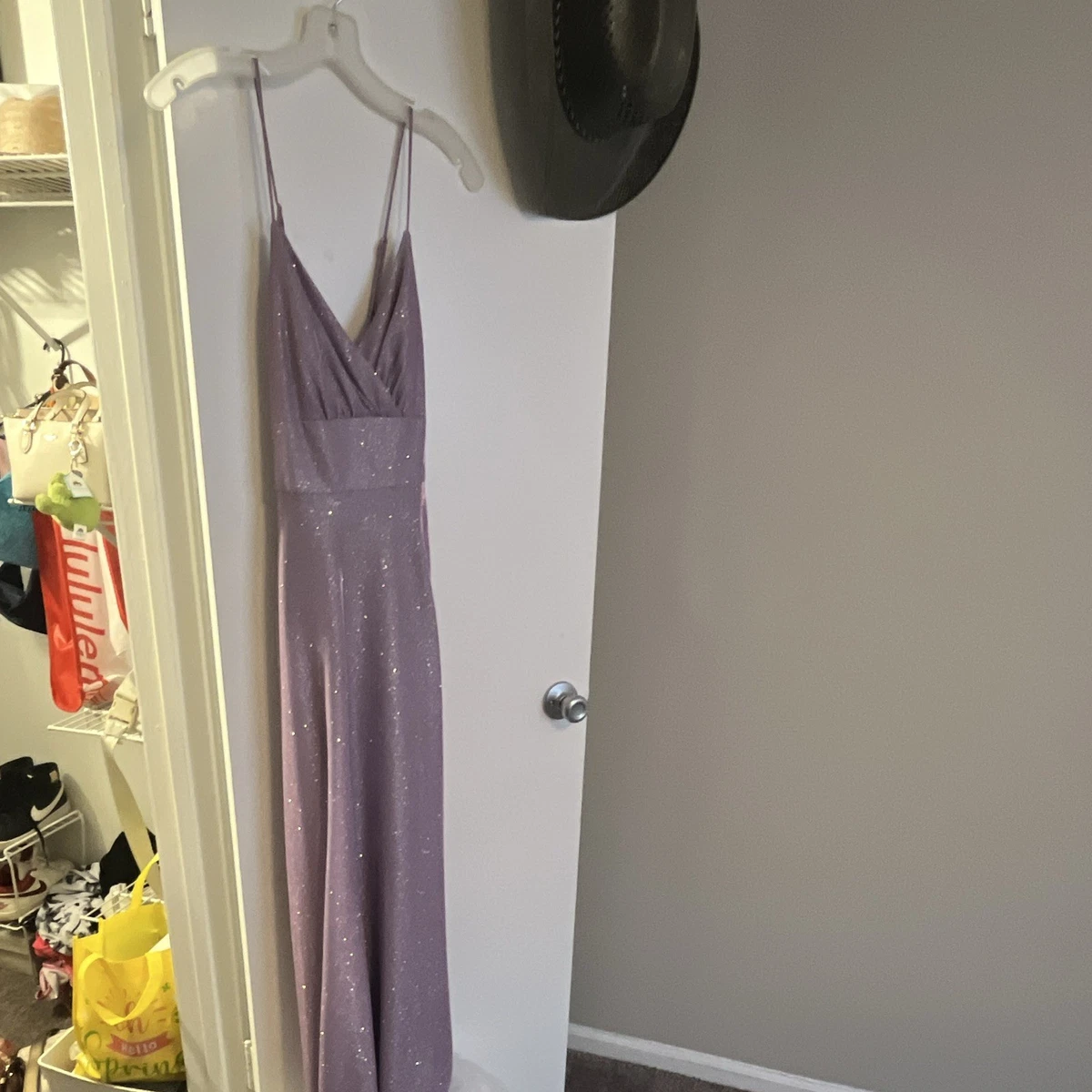 david bridal purple dress Bridesmaid Wisteria Purple Mesh Long Dress
