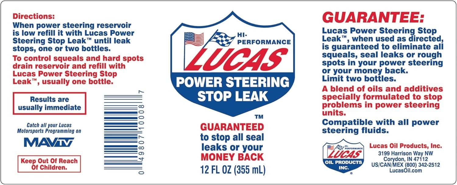 Vehicle Power Steering Stop Leak - 12 Ounce Bottle, Compatible with All Fluids