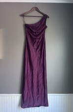 Satin One-Shoulder Sheath Bridesmaid Dress Formal Dress for Women Size 4