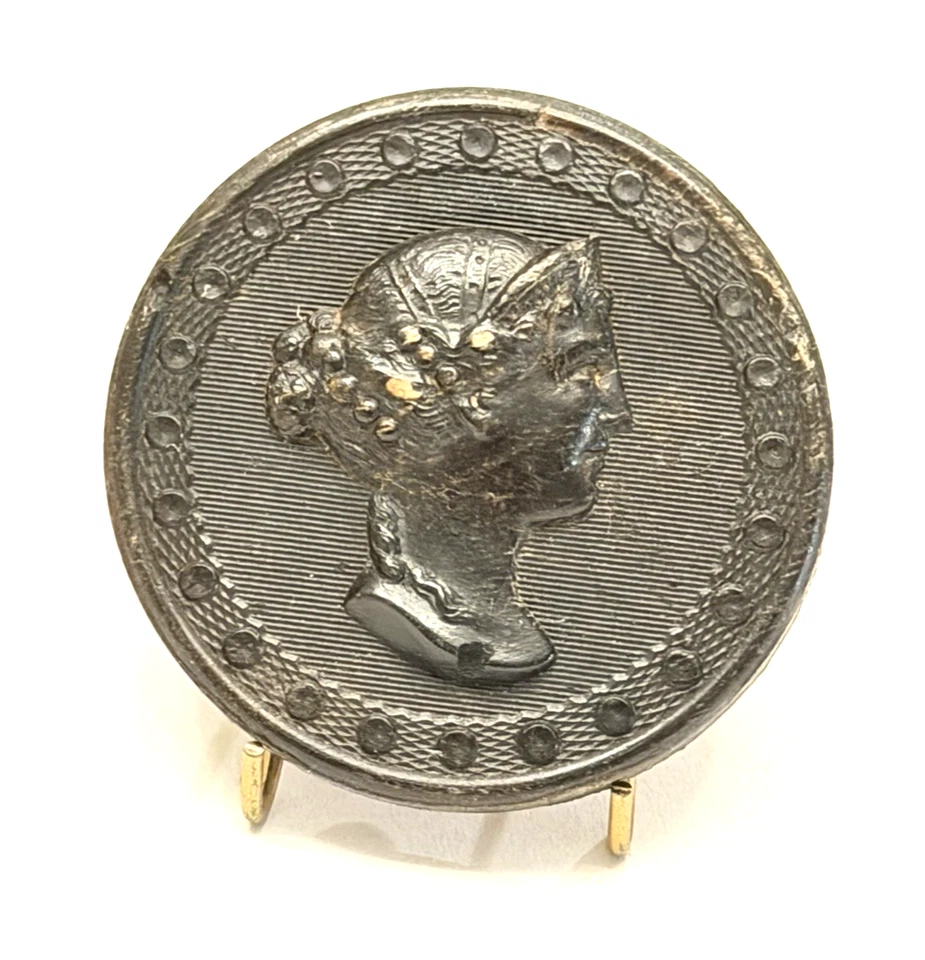 Antique Pressed Horn Woman's Profile/Head CAMEO Button - 1-1/4" (T1) - Image 2 of 3