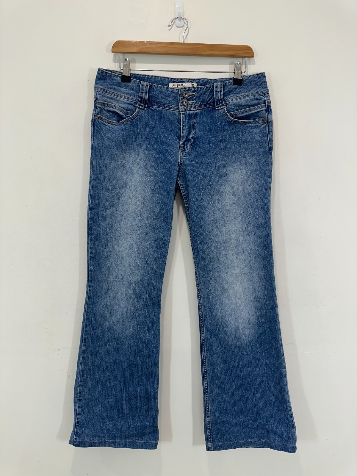 Just Jeans Hi Rise Wide Leg Jeans Women AU 11 (32x30) Blue Denim Zip Fly