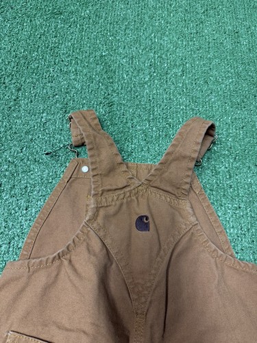 Carhartt Canvas Overalls Youth Boys Size 3T Brown Duck Work Adjustable Workwear - Picture 6 of 12