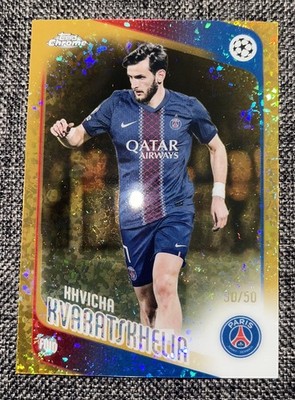 2025-26 Topps Chrome UEFA Club UCC Khvicha Kvaratskhelia Gold /50 Gold Diamond