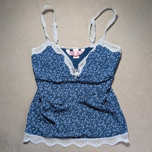 Y2K Victoria's Secret Angels Blue Floral Lace Cami Top L BabyDoll Fairy Bratz