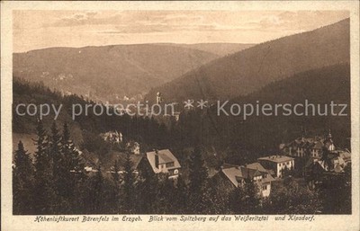 Baerenfels Erzgebirge Blick vom Spitzberg auf das Weisseritztal und Kipsdorf