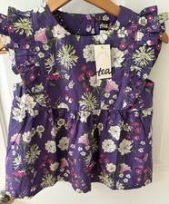 Tea Collection Girl Floral Ruffle Top Shirt Purple NWT 10 S/S Boho Cottagecore
