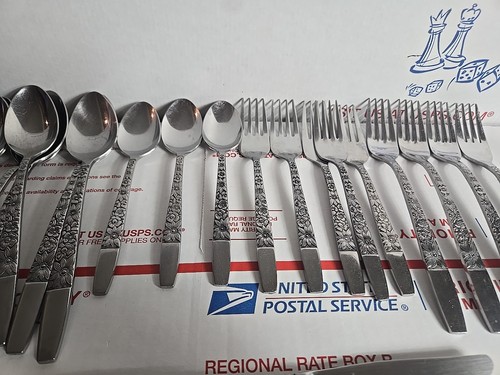SPRING LAKE HF Hanford Forge Stainless Flatware Silverware Floral 26 Piece - Picture 3 of 24