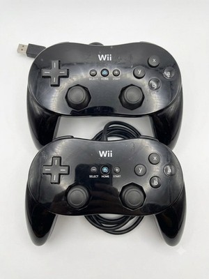 Lot of 2 Nintendo Wii Classic Controller Pro Black OEM RVL-005 - Tested Working