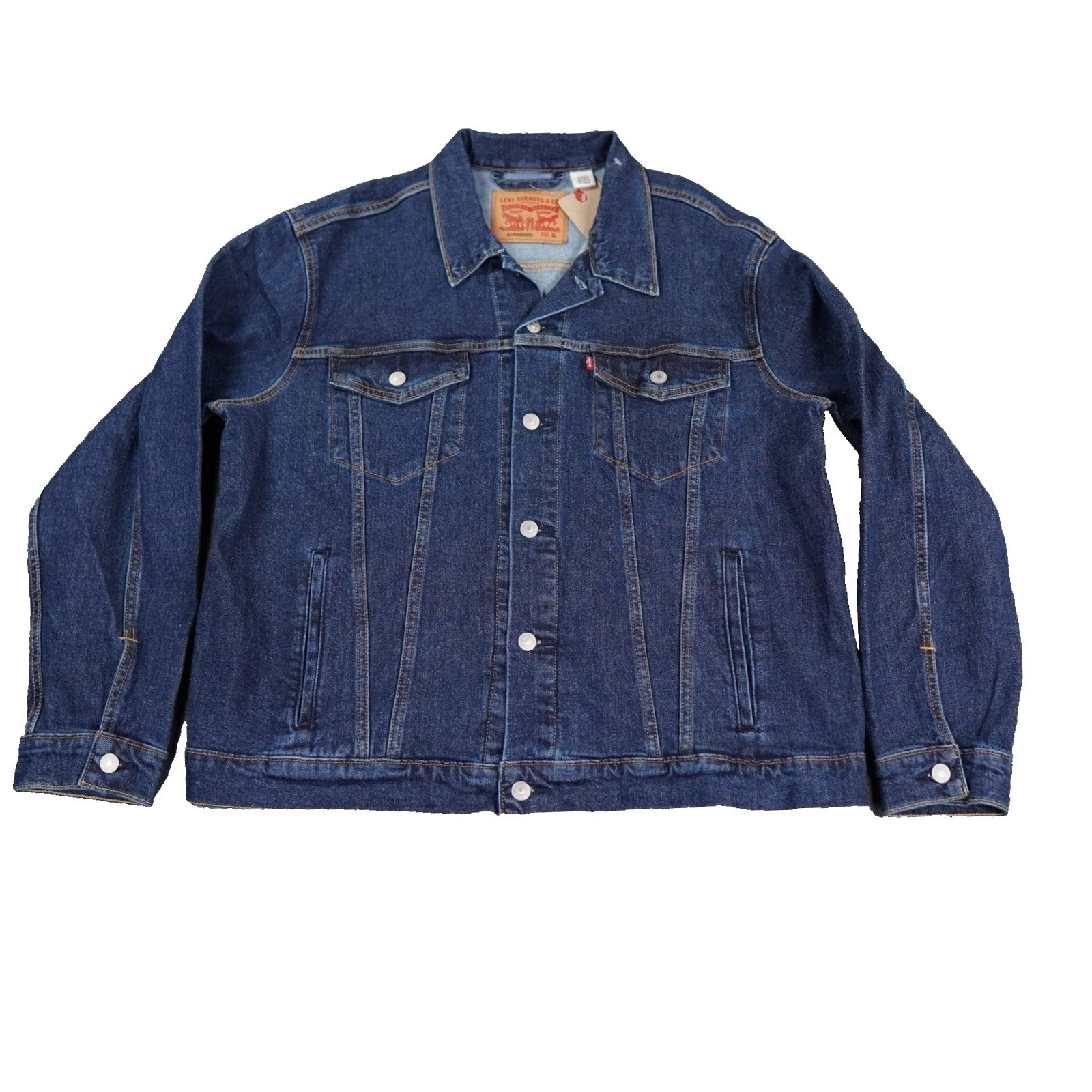 Levis Trucker Jacket Mens XL Blue Dark Wash Red Tab Standard Denim Ride ** READ
Opens in a new windo