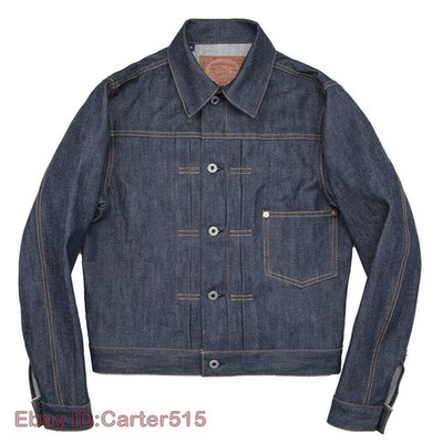 Red Tornado Men Denim Jacket TYPE1 14OZ Cowboys Jean Cotton Motorcycle Coat