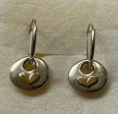 Ohrhänger Sterlingsilber & 9 kt Gold Herz, ''Kiesel''