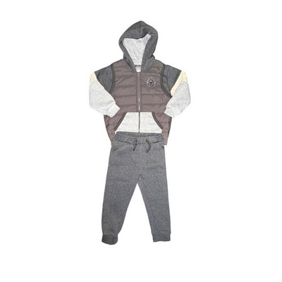 Free Planet Hoodie and Joggers 2pc Set Boys 4T Gray Puffer Vest