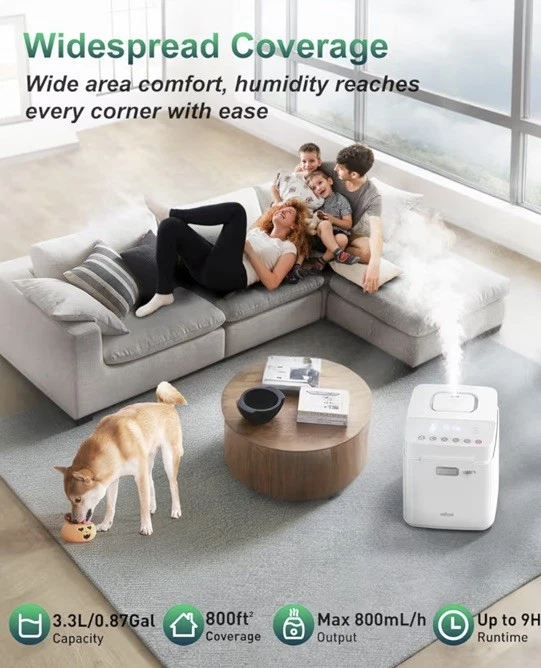 Mifasol Stainless Steel Humidifier, 3.3L/0.87Gal Steam Humidifier Large Room up - Image 4 of 4