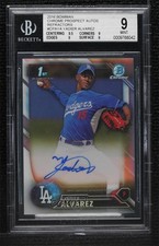 2016 Bowman Chrome Prospects Refractor /499 Yadier Alvarez BGS 9 MINT Auto 0c6