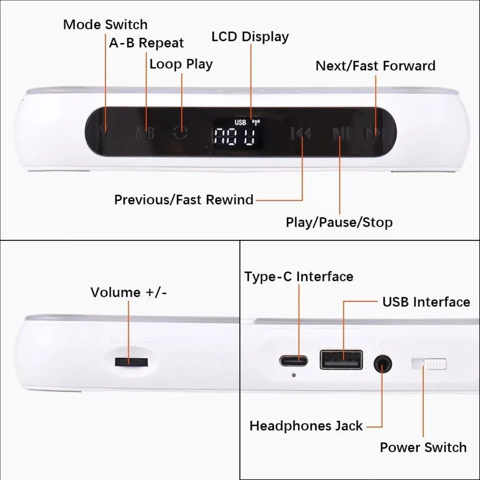 5V2A BT 5.3 CD Player HIFI Loudspeaker CD/CD-R/CD-RW/MP3/WAV Widely Applications - Image 3 of 4